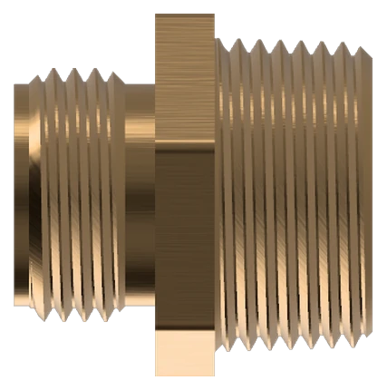 3D illustration: 3/4" male garden hose to male NPT adapter