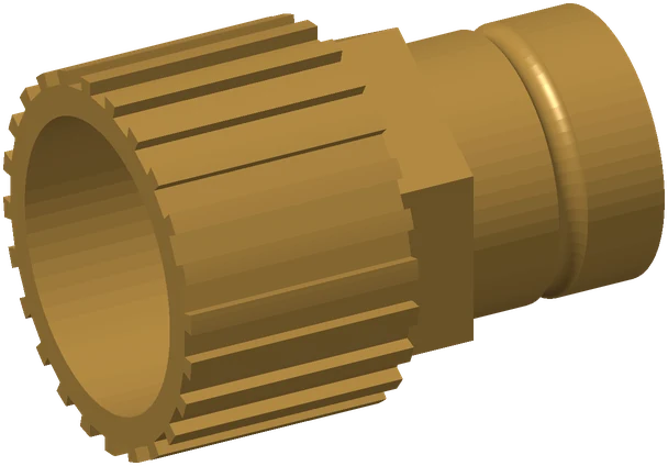 3D illustration: 3/4" Camlock to Garden Hose Adapter