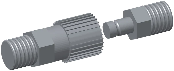 3D illustration: 3/8" Stainless Quick-Connect Fittings